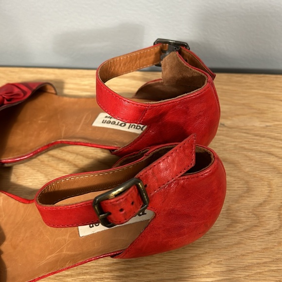 Paul Green Munchen Wedge Sandal Red Leather Big Bow Open Toe Ankle Strap US 9 - Picture 7 of 16